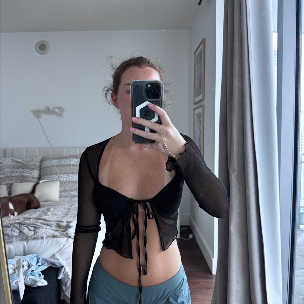 Edikted Black Sheer Crop Top